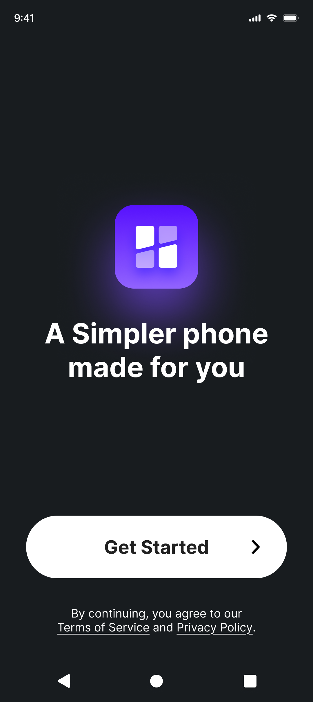 Easio home screen with quick access